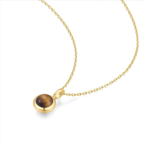 Gold Tiger Eye Pendant Necklace